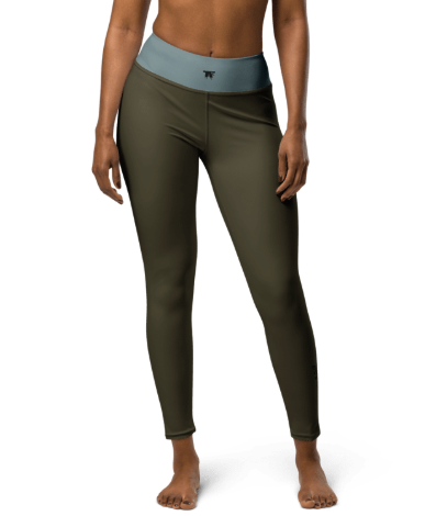 Women’s High-Waist Leggings – Bronze Moss & Blue Dandy | Limited Edition by TheFamous TheFamous Studio