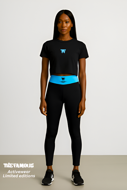 Surf Black & Turquoise Leggings | Limited Edition TheFamous Studio