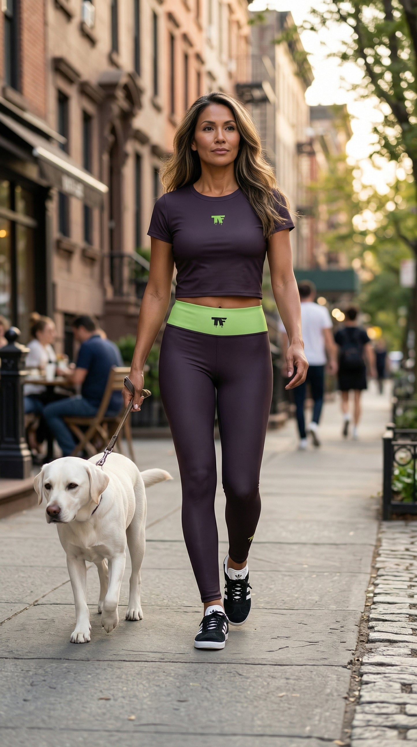 Activewear for women | Crop Tee Burgundy with Pistachio logo & Rebel Chic Back Mantra 