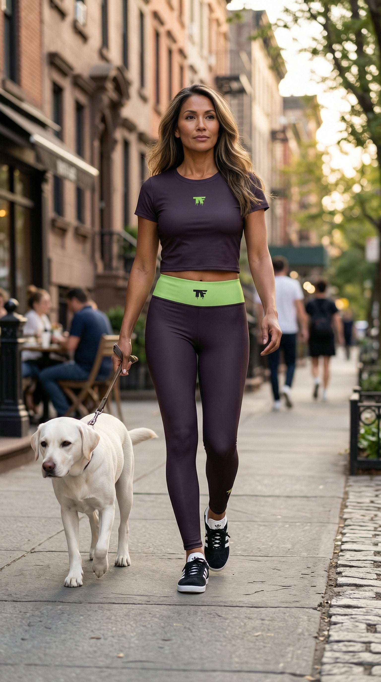 Activewear for women | Crop Tee Burgundy with Pistachio logo & Rebel Chic Back Mantra 