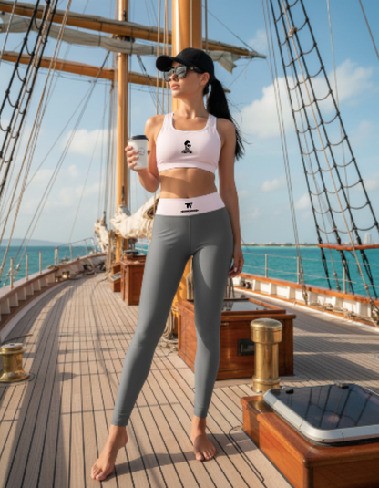 Yoga Leggings Steel Grey & Pink | Limited Edition TheFamous Studio