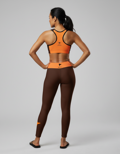 Surf Spirit Brown Orange Leggings  | Limited Edition TheFamous Studio
