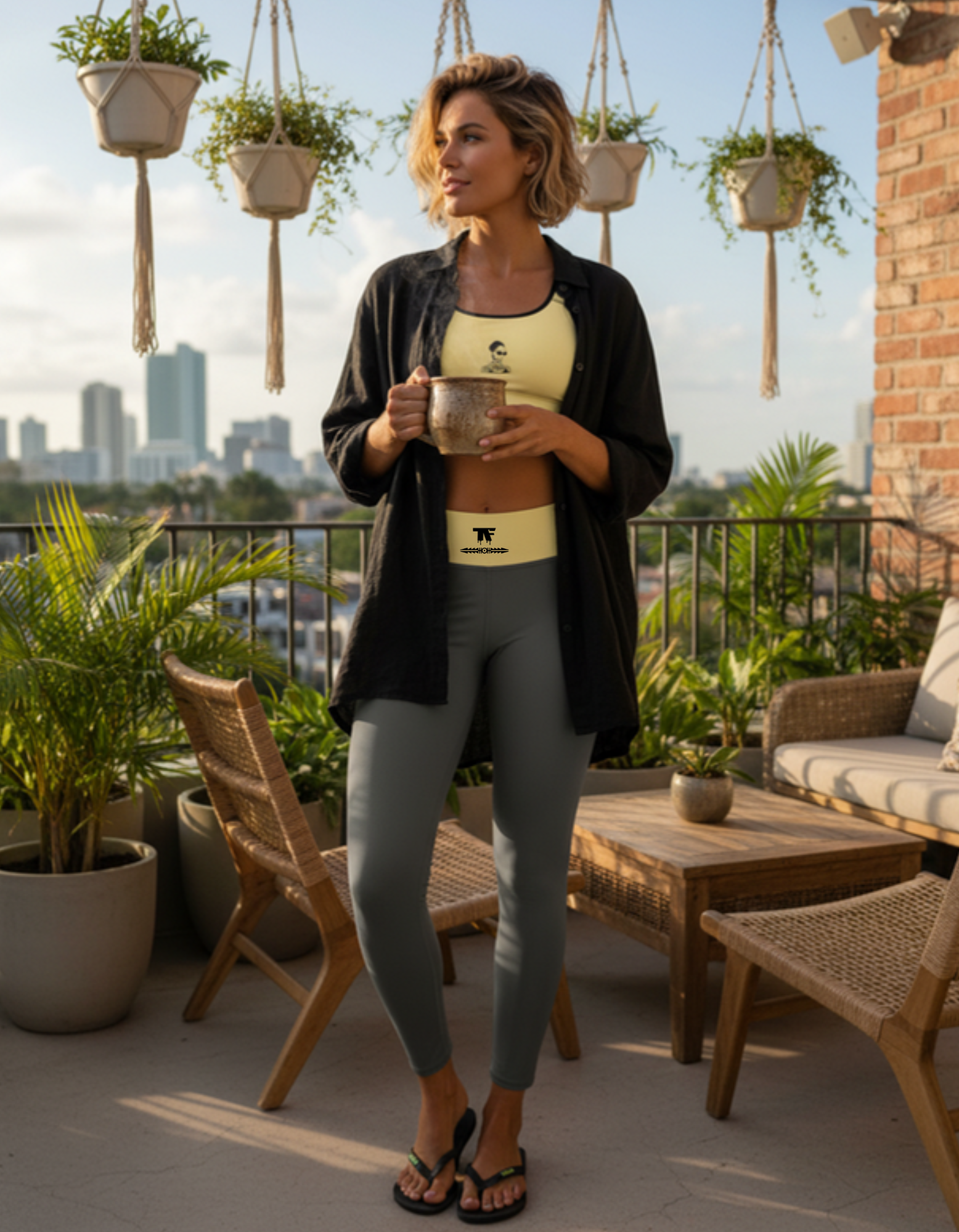 Padded Sports Bra Grey & Butter | Limited edition TheFamous Studio