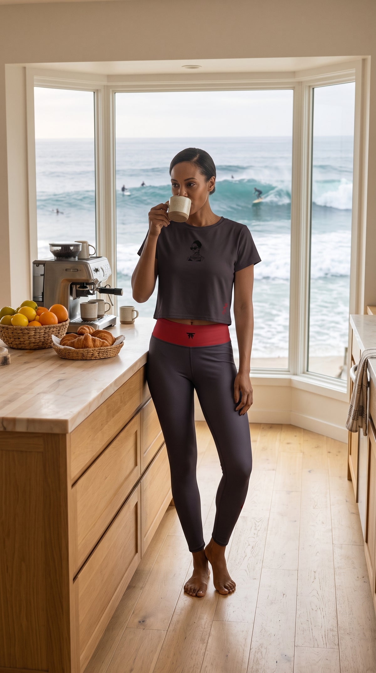 Crop tee Fig Burgundy & Red Cherry | Activewear for` woman to wear off the gym