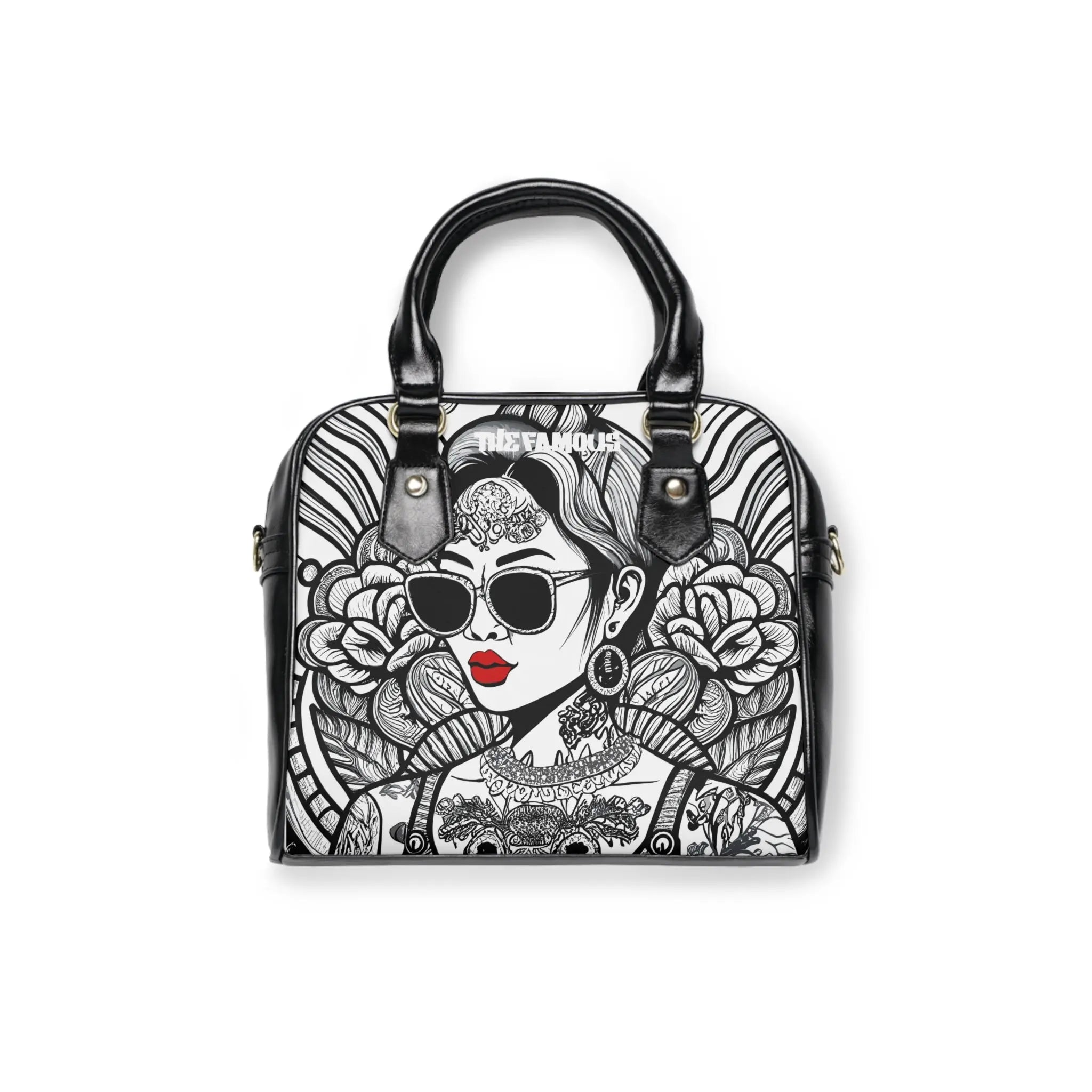 Designer Handbag The 'Streetwear' Bag - Black & White - LOUISE Red Lips | Limited Edition TheFamous Studio