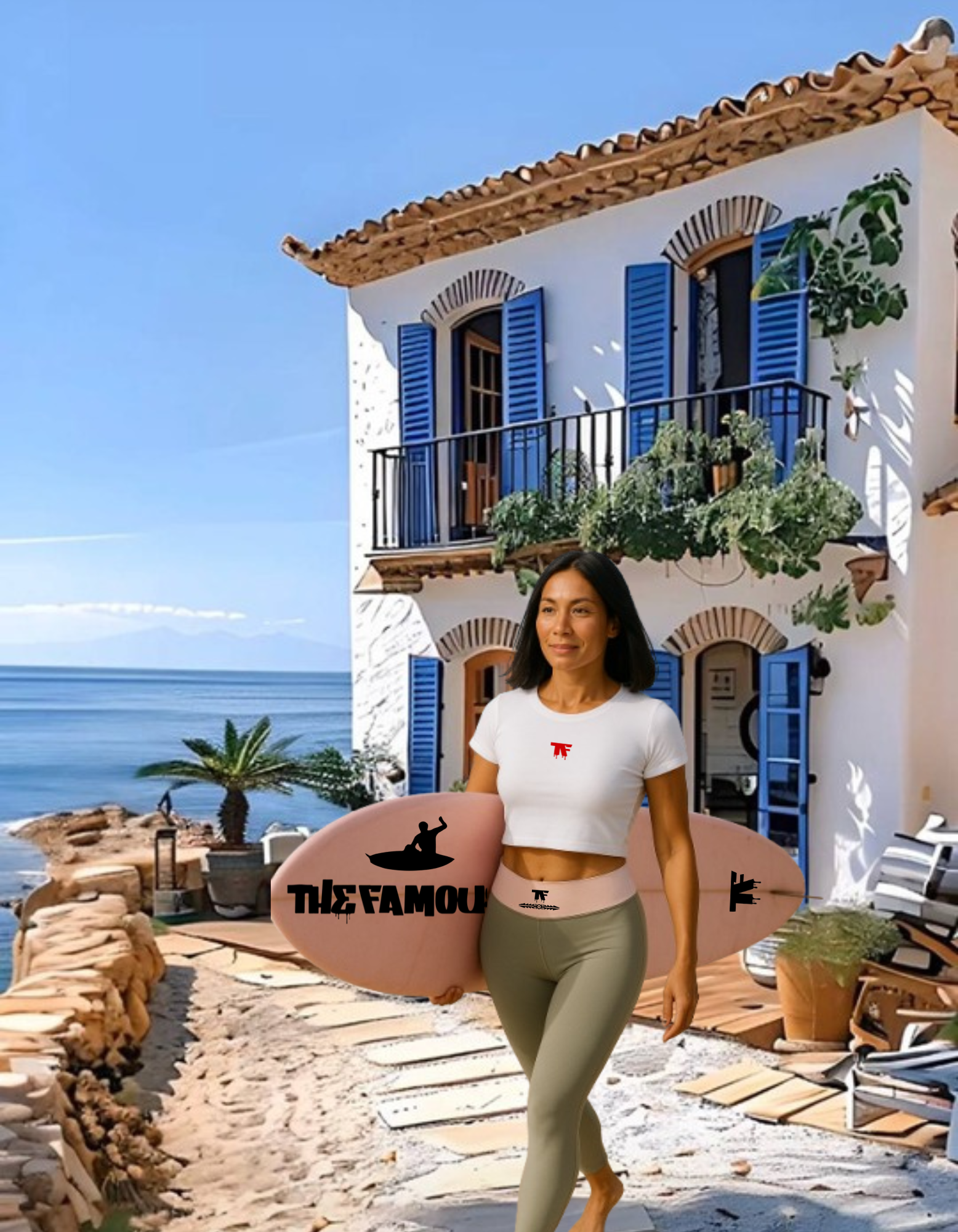 Surf Spirit Khaki & Pink Leggings | Limited Edition TheFamous Studio