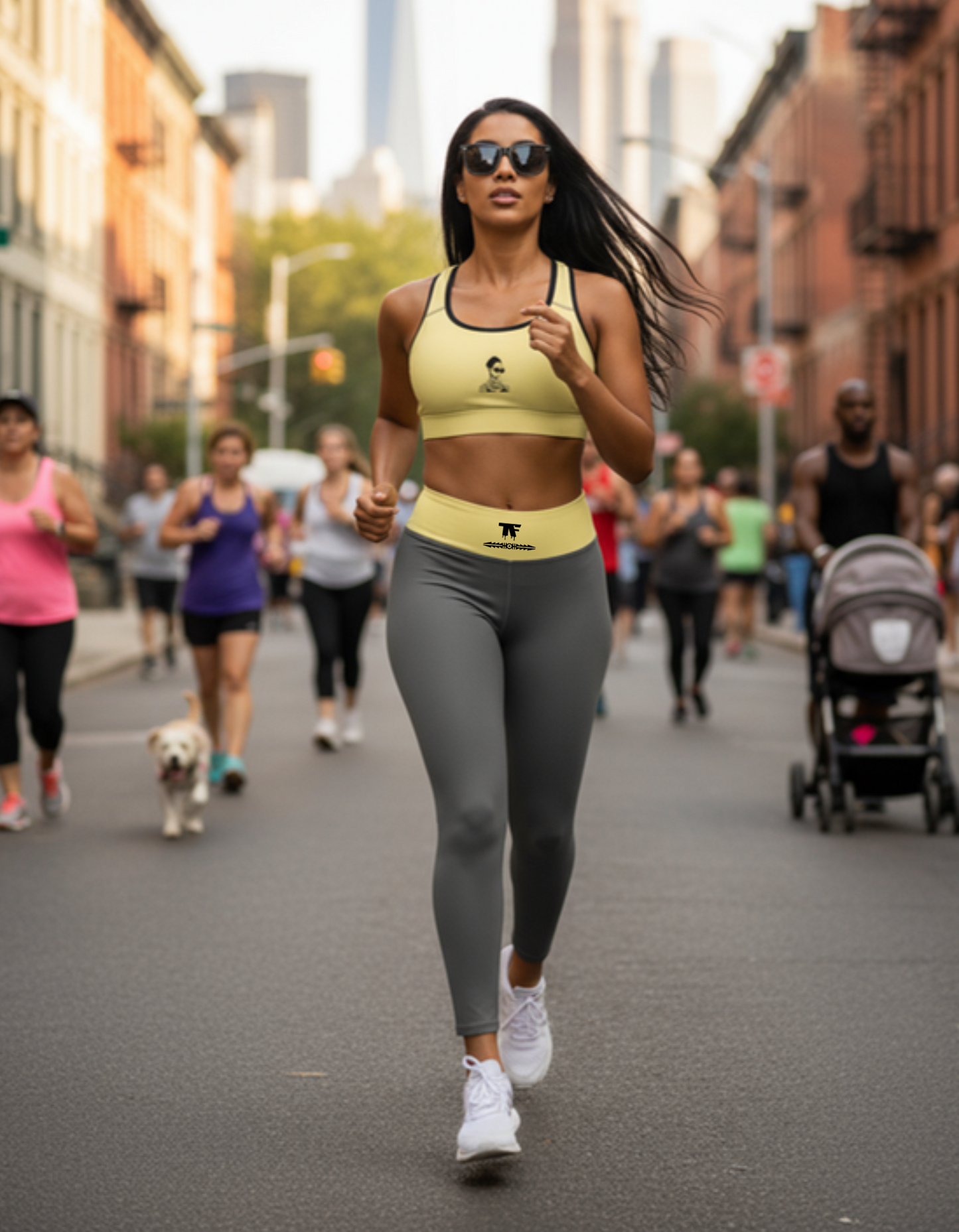 Yoga Leggings Steel Grey & Yellow Butter | Limited Edition TheFamous Studio