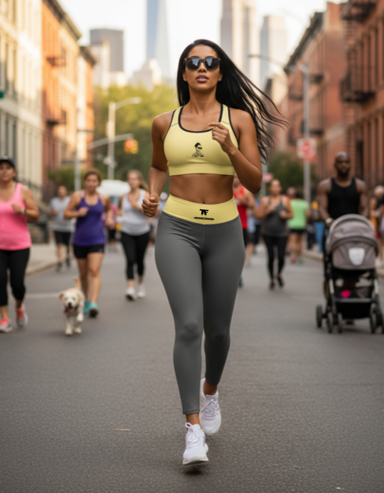 Yoga Leggings Steel Grey & Yellow Butter | Limited Edition TheFamous Studio