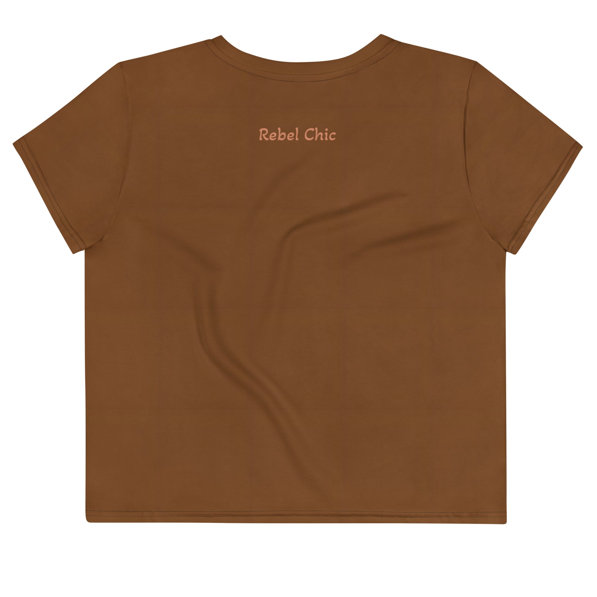 Activewear for women | Crop T-shirt Brown with Melon tags and a Box logo in the front | TheFamous Studio Limited Edition 