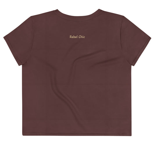 Crop Tee Brown Espresso & Latte Logo  | Athletic Chic Activewear for women 