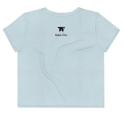Crop tee Blue Haze 'No Plastic, Better Planet'