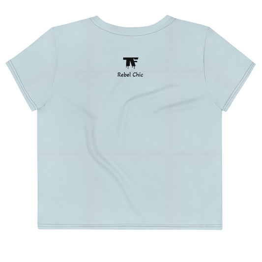 Crop tee Blue Haze 'No Plastic, Better Planet'