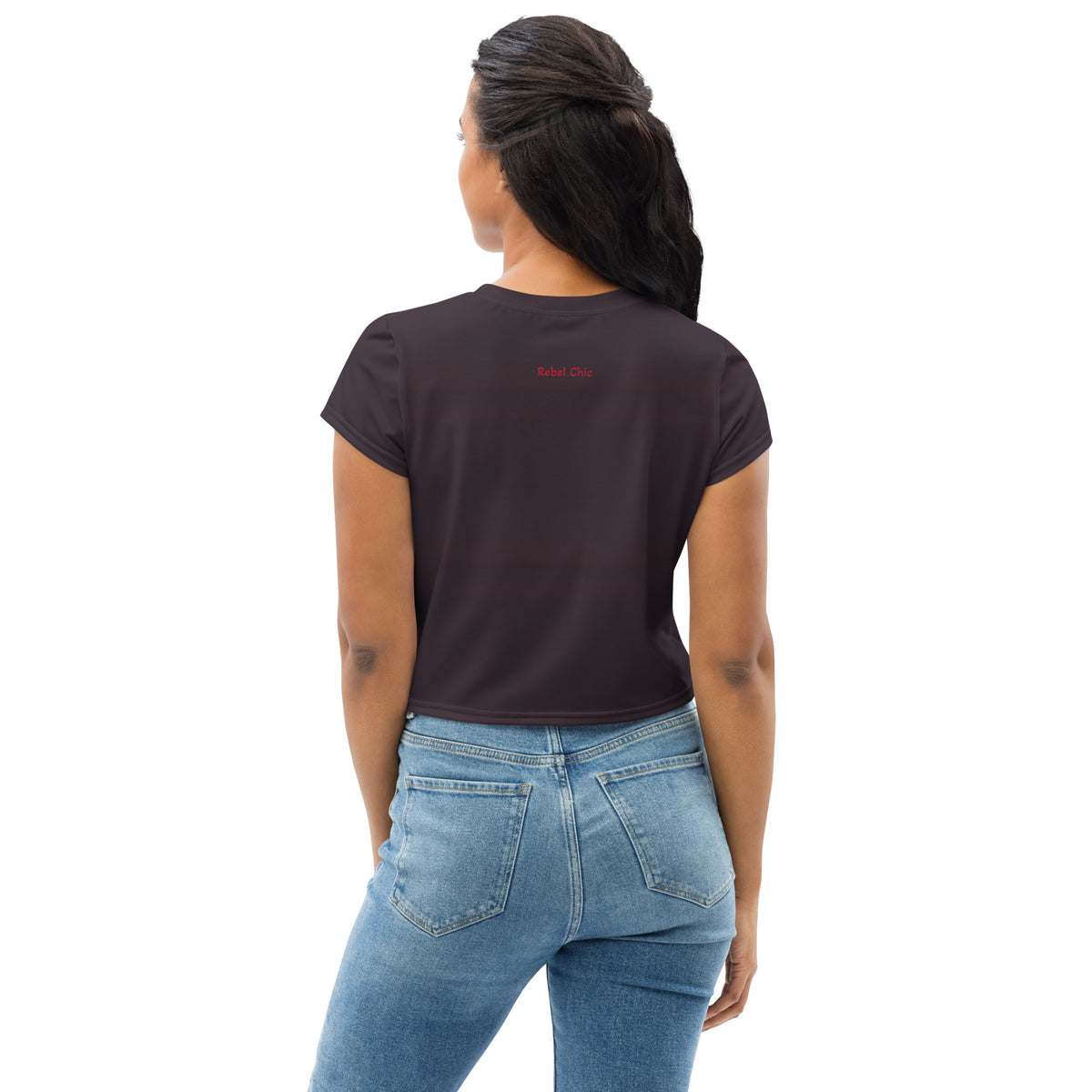 Crop tee Fig Burgundy & Red Cherry | Activewear for` woman to wear off the gym