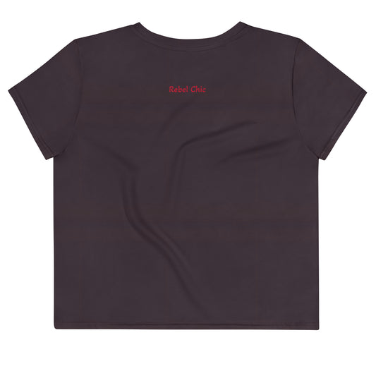 Crop tee Fig Burgundy & Red Cherry | Activewear for` woman to wear off the gym
