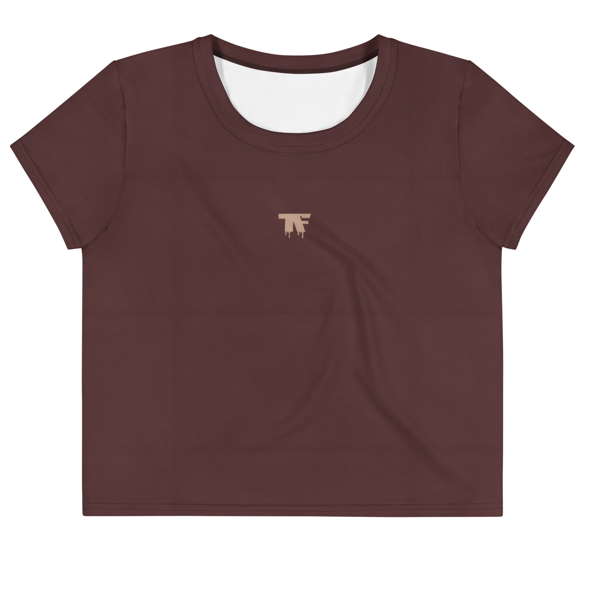 Crop Tee Brown Espresso & Latte Logo  | Athletic Chic Activewear for women 