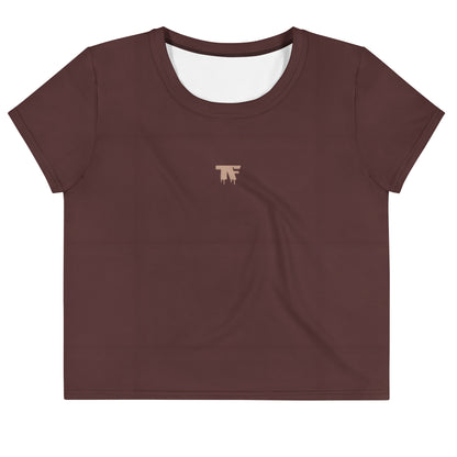 Crop Tee Brown Espresso & Latte Logo  | Athletic Chic Activewear for women 