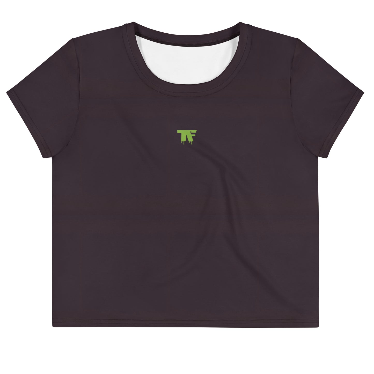 Activewear for women | Crop Tee Burgundy with Pistachio logo & Rebel Chic Back Mantra 