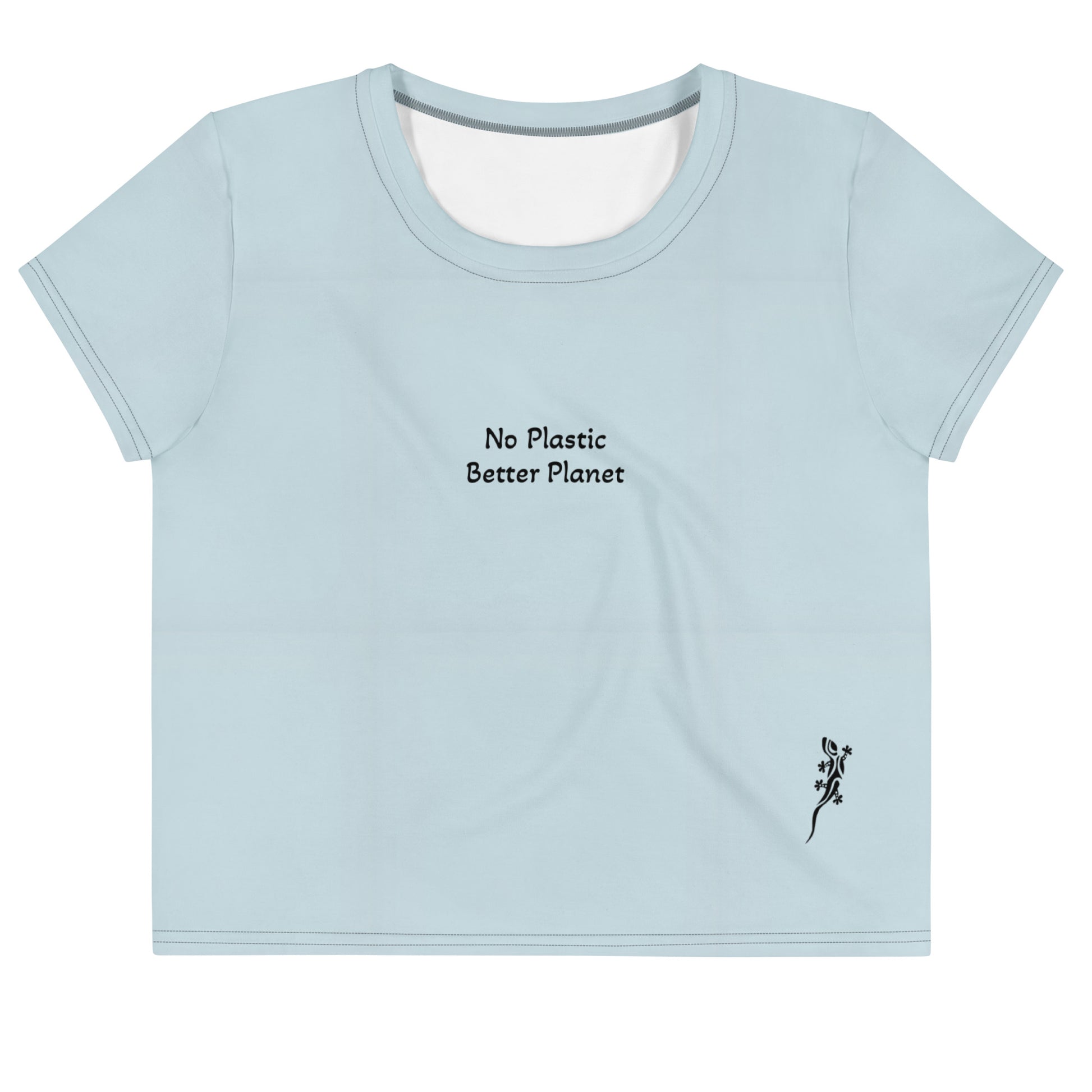 Crop tee Blue Haze 'No Plastic, Better Planet'