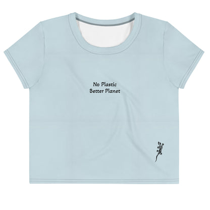 Crop tee Blue Haze 'No Plastic, Better Planet'