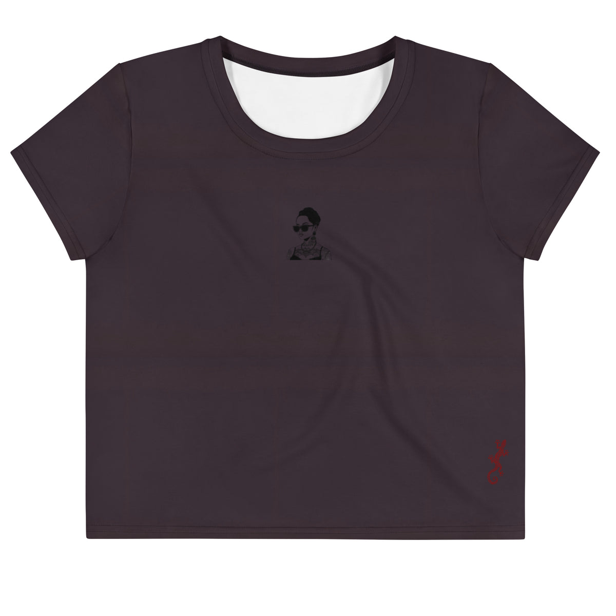 Crop tee Fig Burgundy & Red Cherry | Activewear for` woman to wear off the gym