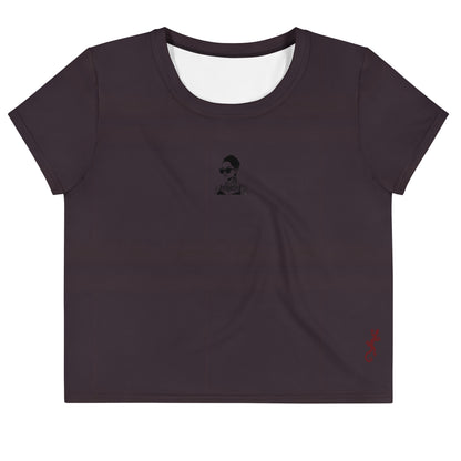 Crop tee Fig Burgundy & Red Cherry | Activewear for` woman to wear off the gym