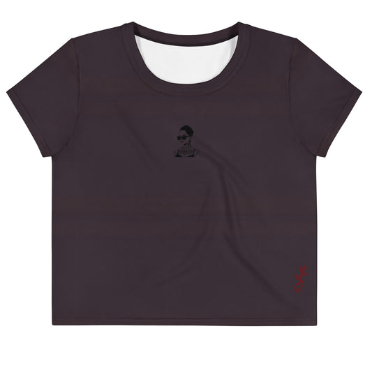 Crop tee Fig Burgundy & Red Cherry | Activewear for` woman to wear off the gym