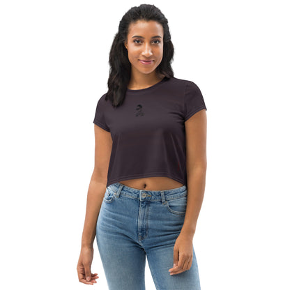 Crop tee Fig Burgundy & Red Cherry | Activewear for` woman to wear off the gym