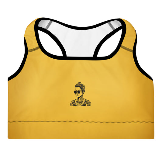 Activewear for women - Padded sport bra, South of France Indigo & Sun Yellow design inspired. 