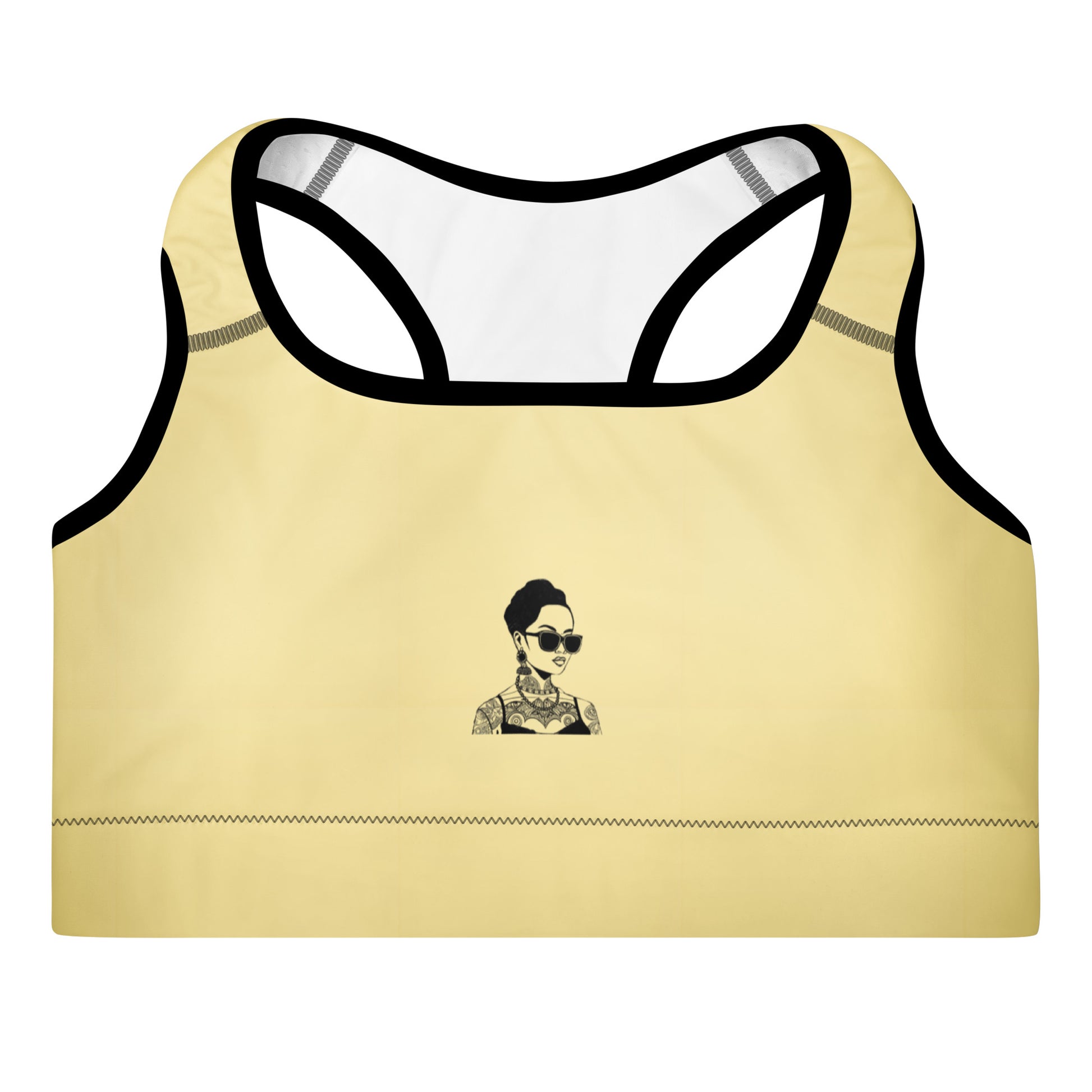 Activewear for women - Padded sport bra - Yellow Butter & Steel Grey.