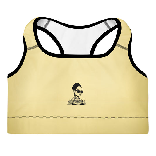 Activewear for women - Padded sport bra - Yellow Butter & Steel Grey.