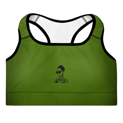 Padded sport bra black & green dill with tattoo in front - Matching the same leggings design