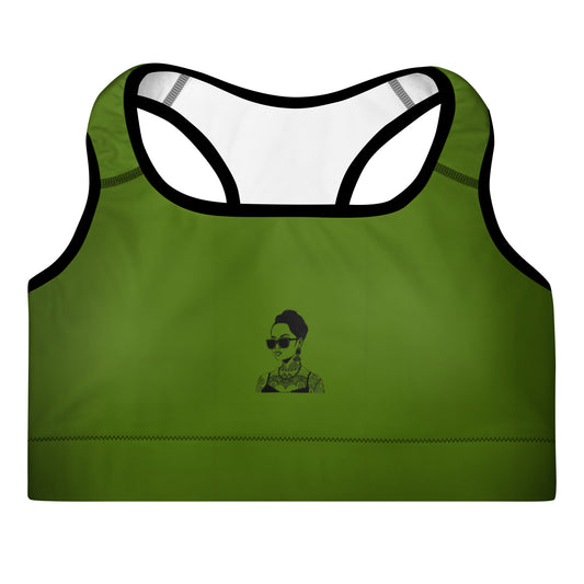 Padded sport bra black & green dill with tattoo in front - Matching the same leggings design