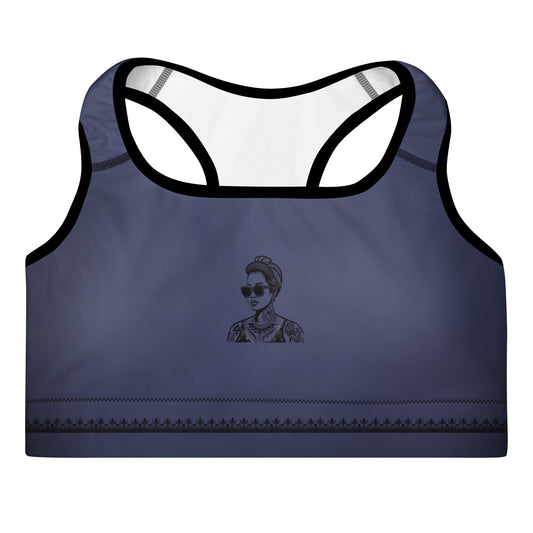 Activewear for women | Padded Sport Bra Dark Lavender & Pink with tattoos | Limited Edition (300P)