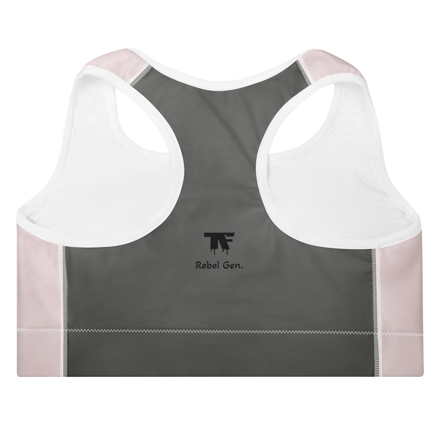 Padded Sport Bra Pink & Steel Grey with Tattoo