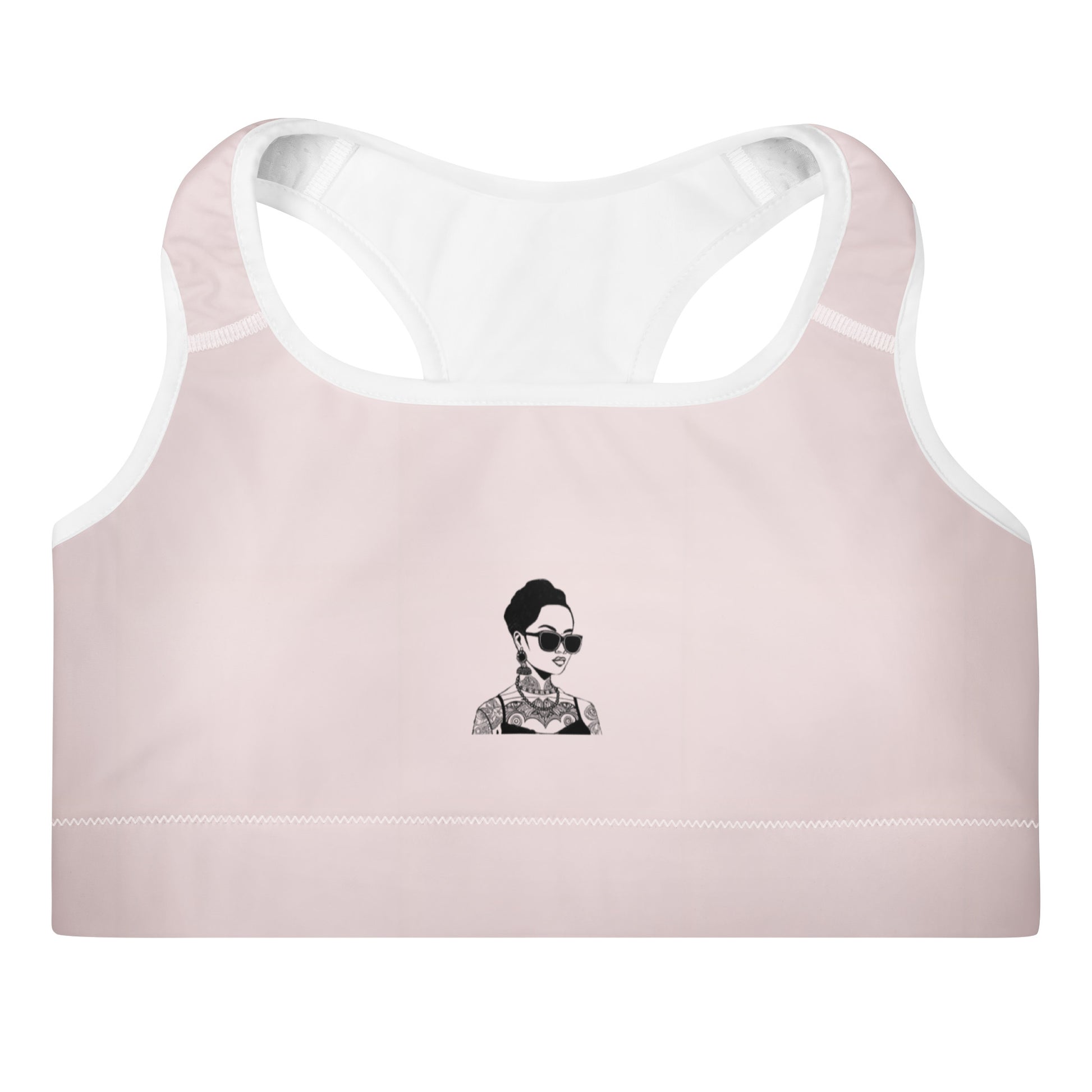 Padded Sport Bra Pink & Steel Grey with Tattoo