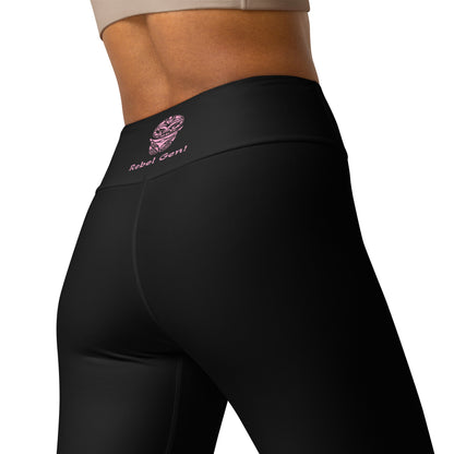 Activewear for women - Black Yoga Leggings Outfit with pink details - | Limited Edition TheFamous Studio