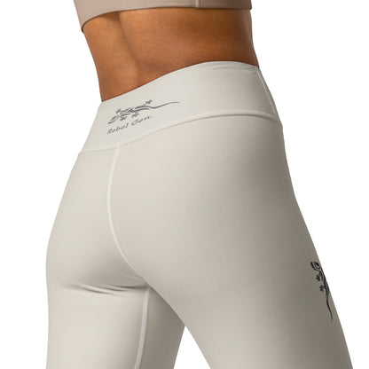 Activewear for women. High waisted leggings beige with additional tattoos