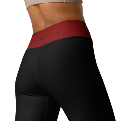 Activewear for women - Yoga Leggings Black & Red Cherry | Limited Edition TheFamous Studio