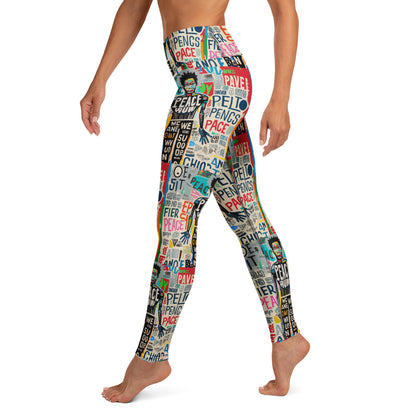 Limited edition leggings which feature a dynamic and vibrant street art pattern  