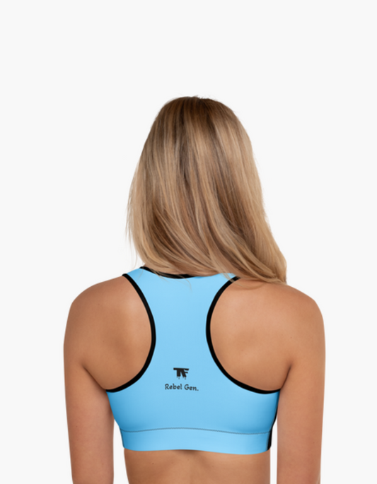 Sports Bra Surf Black & Turquoise | Limited Edition TheFamous Studio