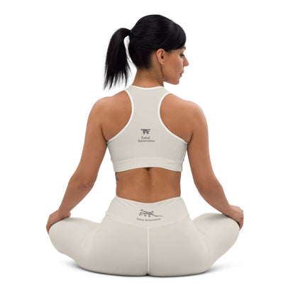 Activewear for women. High waisted leggings beige with additional tattoos