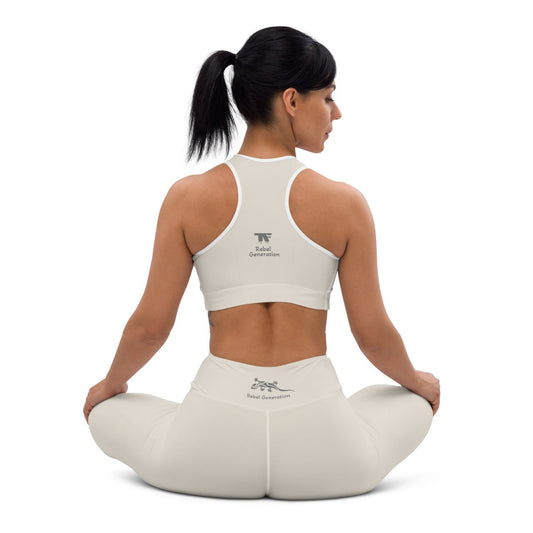 Activewear for women. High waisted leggings beige with additional tattoos