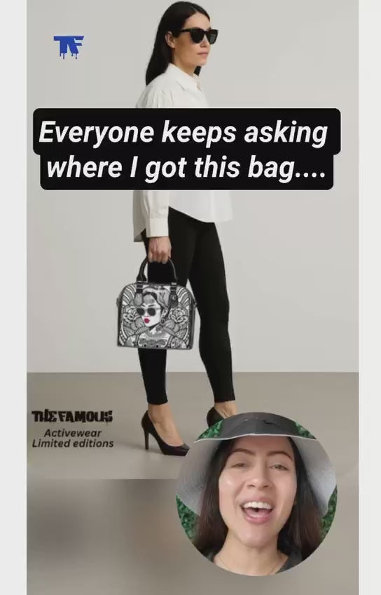 Designer Handbag The 'Streetwear' Bag - Black & White - LOUISE Red Lips | Limited Edition TheFamous Studio | Customer Review 