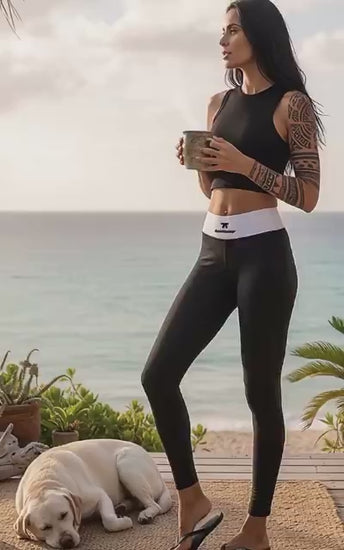 Casual Chic Activewear for women | Yoga Leggings Black & White with Tattoos | Limited Edition TheFamous Studio