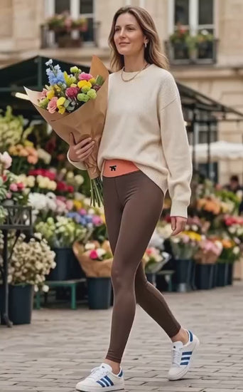 Activewear for women | Sporty Chic Leggings Brown Roast & Melon  Paris morning flower Routine 