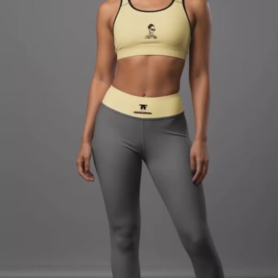 Casual Chic Activewear for women | Yoga Leggings Grey & Butter Yellow | Limited Edition TheFamous Studio