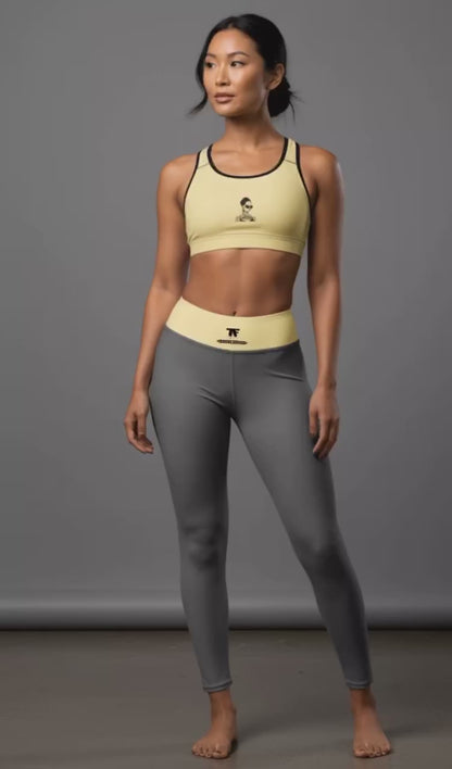 Casual Chic Activewear for women | Yoga Leggings Grey & Butter Yellow | Limited Edition TheFamous Studio