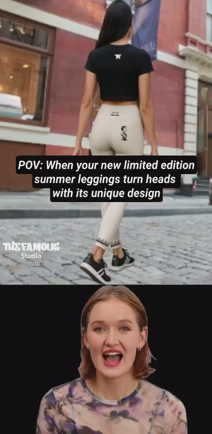 Activewear for women - Limited edition leggings outfit sand with tattoos - client review 