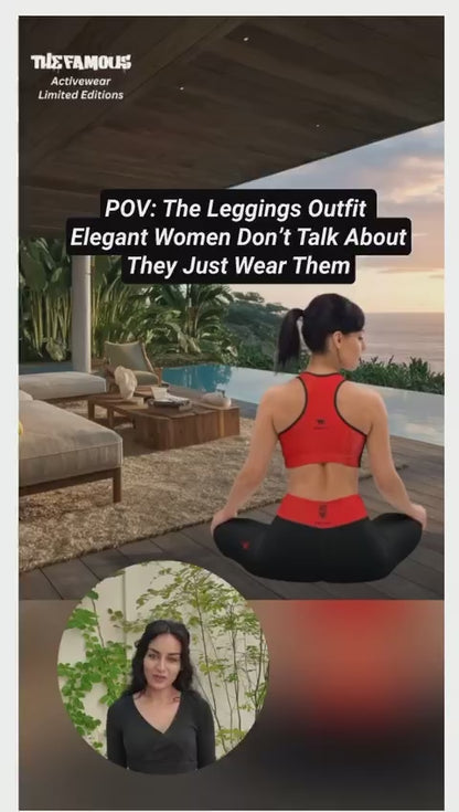 UGC Review - Limited edition high-waisted leggings black with red waist and back tattoos | TheFamous activewear 