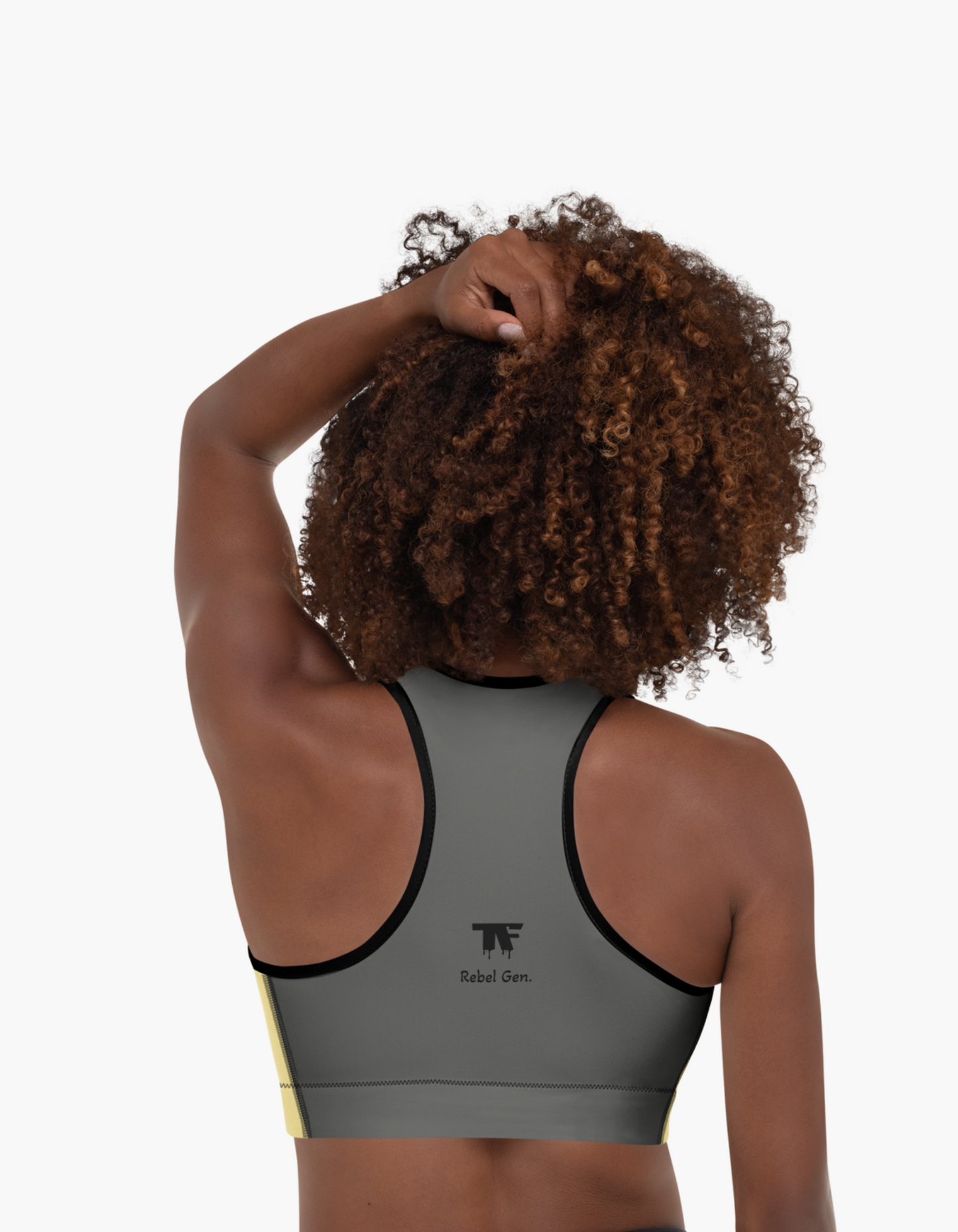 Activewear for women - Padded sport bra - Yellow Butter & Steel Grey.